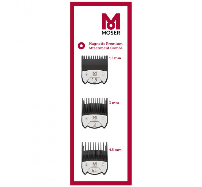 Набор магнитных насадок для машинок Moser Magnetic Premium Attachment Comb Set (1.5, 3, 4.5 мм) 1801-7010