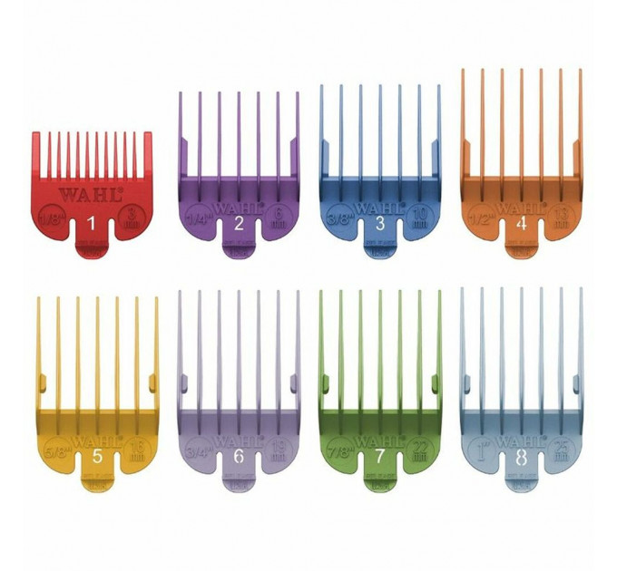 Набір кольорових насадок для машинок WAHL Color-Coded Cutting Guide Set (8шт.) 03170-400