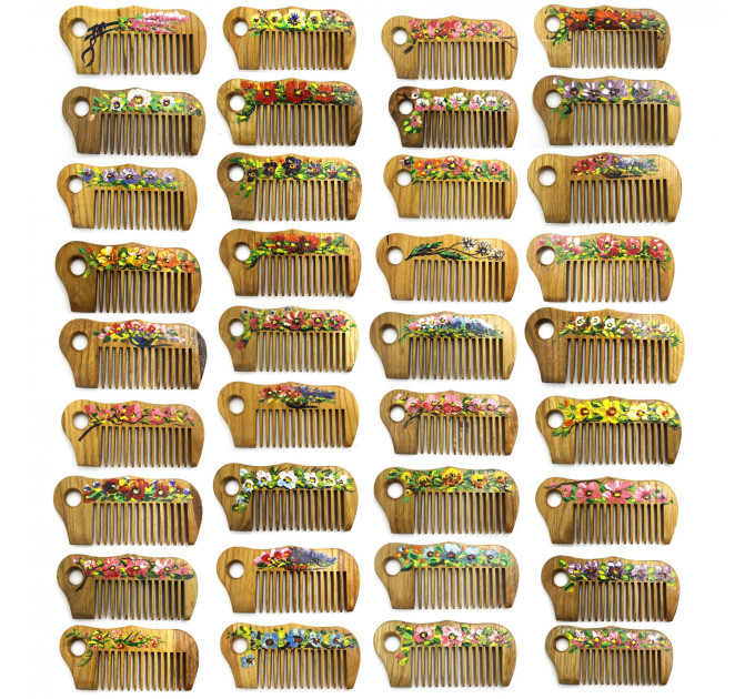 Гребінець для волосся з художнім розписом SPL Wood Art Comb 1557