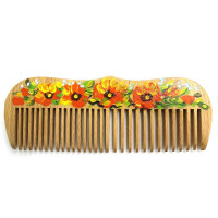 Гребінець для волосся з художнім розписом SPL Wood Art Comb 1558