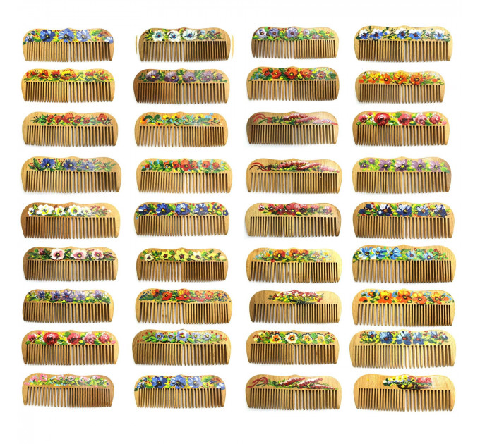 Гребінець для волосся з художнім розписом SPL Wood Art Comb 1558