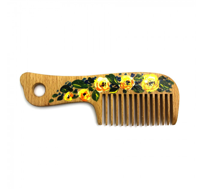 Гребінець для волосся з художнім розписом SPL Wood Art Comb 1559