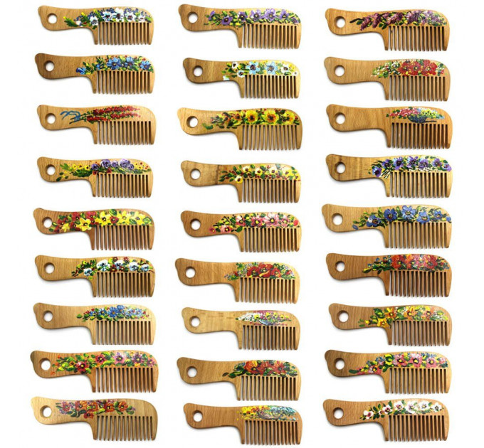 Гребінець для волосся з художнім розписом SPL Wood Art Comb 1559