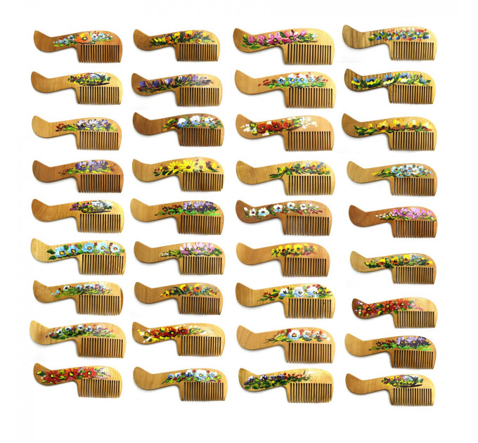 Гребінець для волосся з художнім розписом SPL Wood Art Comb 1560