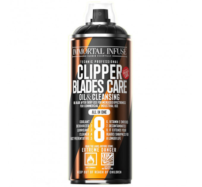 Спрей по уходу за ножами Immortal Infuse Clipper Blades Care Oil & Cleansing 8in1 (400ml) INF-61
