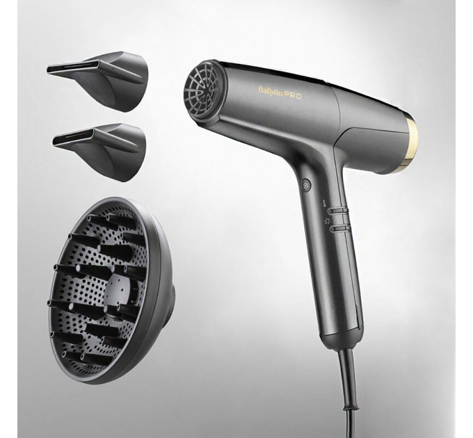 Фен для волос BaByliss PRO Falco Grey&Gold High Speed BAB8550E