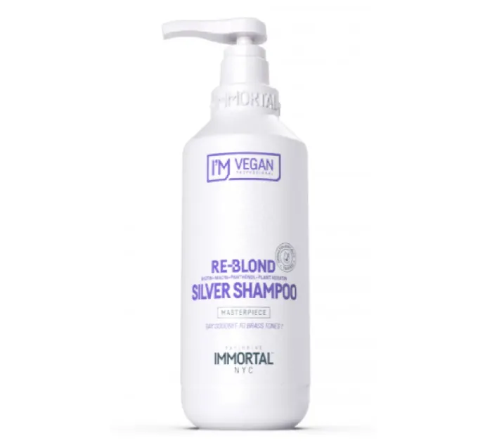 Шампунь проти небажаної жовтизни волосся Immortal I'M Vegan Re-Blond Silver Shampoo (500ml) NYC-64