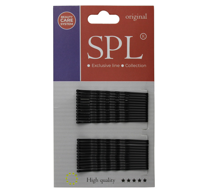 Невидимки для волос SPL, фрезерные с двумя шариками, черные (5.5 см/24 шт) 3010-0055