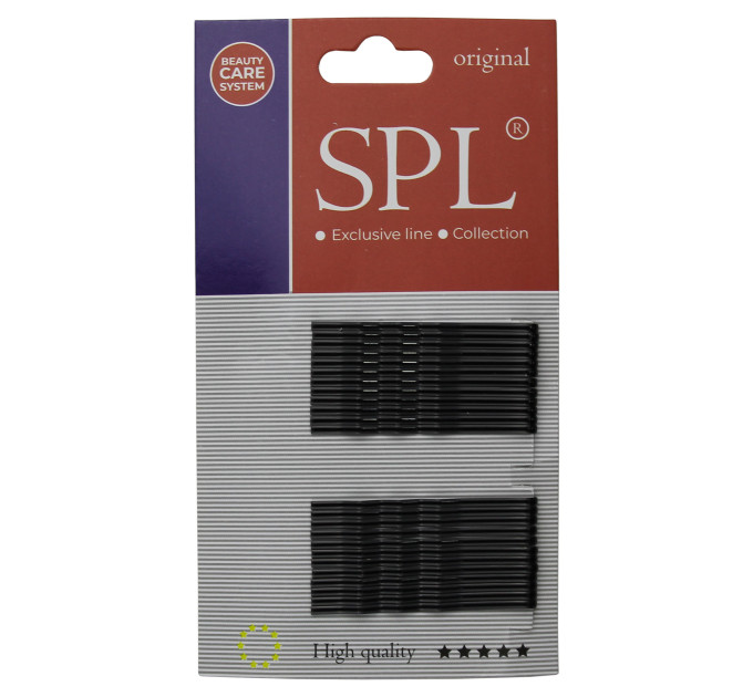 Невидимки для волос SPL, фрезерные с одним шариком, черные (5 см/24 шт) 3020-0050