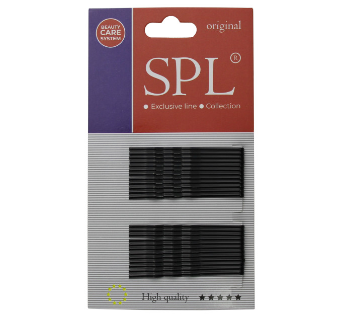 Невидимки для волос SPL, фрезерные с одним шариком, черные (5.5 см/24 шт) 3020-0055