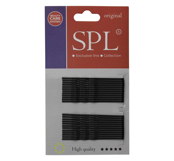 Невидимки для волос SPL, фрезерные с одним шариком, черные (6 см/24 шт) 3020-0060