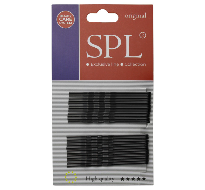 Невидимки для волос SPL, фрезерные с одним шариком, черные (7 см/24 шт) 3020-0070