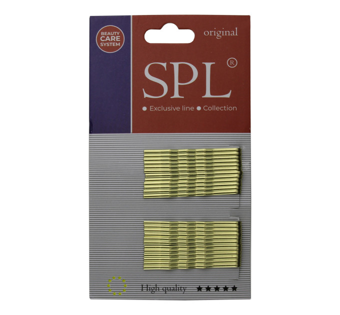 Невидимки для волосся SPL, фрезерні з однією кулькою, золоті (5 см/24 шт) 3022-0050