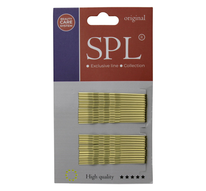 Невидимки для волос SPL, фрезерные с одним шариком, золотые (5.5 см/24 шт) 3022-0055
