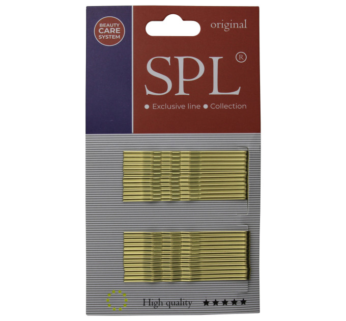 Невидимки для волос SPL, фрезерные с одним шариком, золотые (6 см/24 шт) 3022-0060